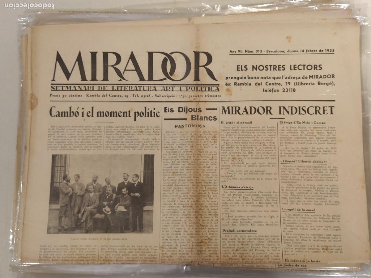 Coleccionismo de revistas y peri&oacute;dicos: MIRADOR - ANY 1935 NUMERO 313 - REPUBLICA - SETMANARI DE LITERATURA ART I POLITICA