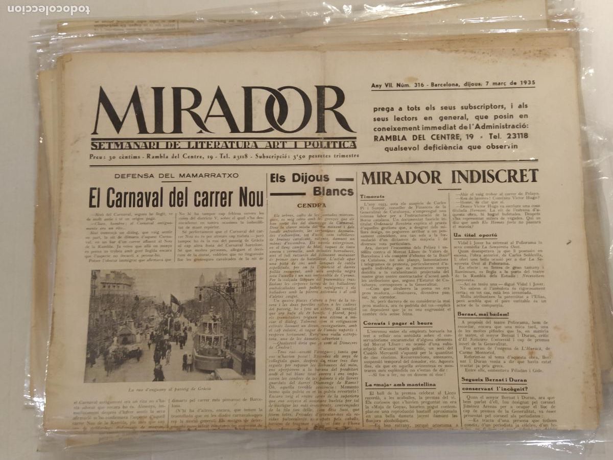 Coleccionismo de revistas y peri&oacute;dicos: MIRADOR - ANY 1935 NUMERO 316 - REPUBLICA - SETMANARI DE LITERATURA ART I POLITICA