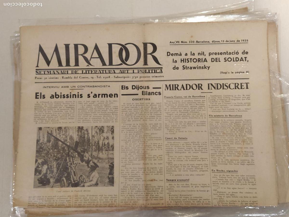 Coleccionismo de revistas y peri&oacute;dicos: MIRADOR - ANY 1935 NUMERO 330 - REPUBLICA - SETMANARI DE LITERATURA ART I POLITICA