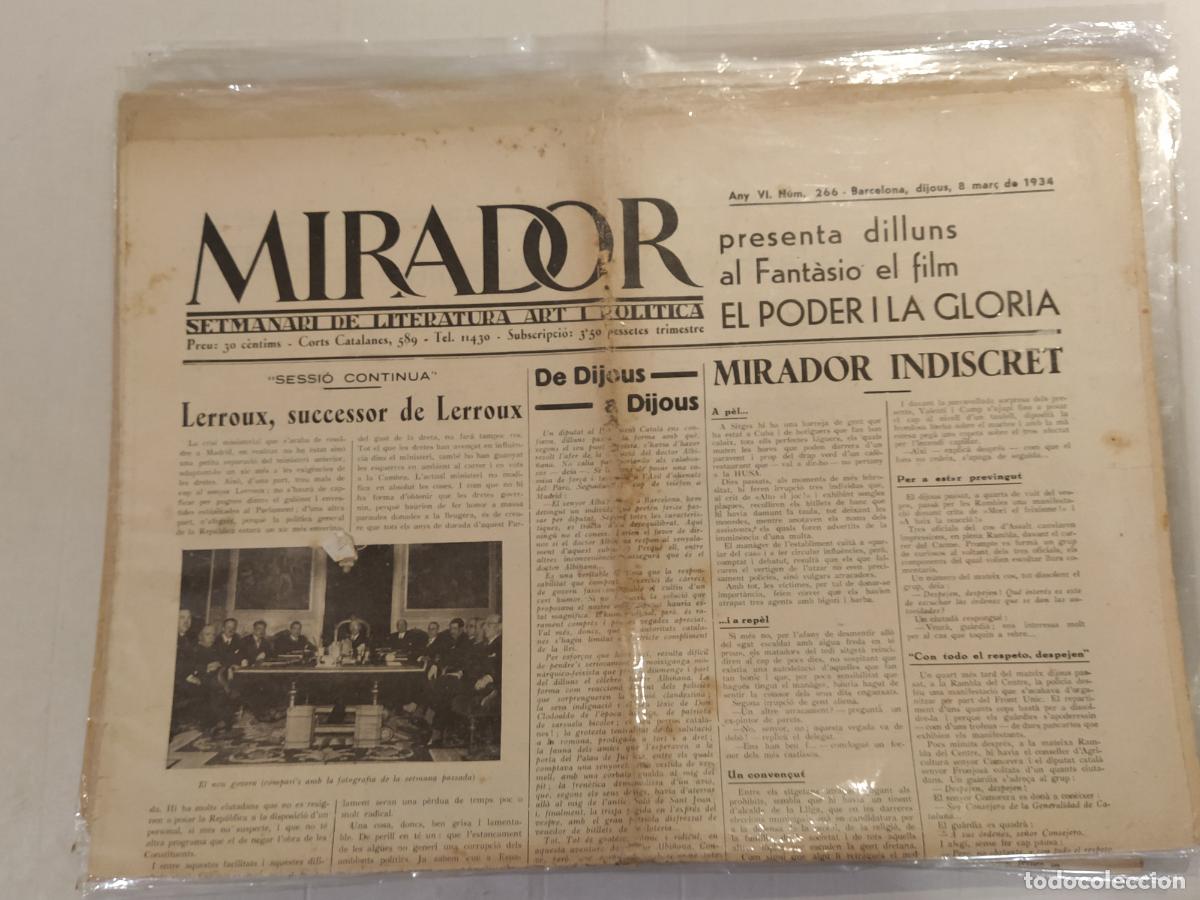 Coleccionismo de revistas y peri&oacute;dicos: MIRADOR - ANY 1934 NUMERO 266 - REPUBLICA - SETMANARI DE LITERATURA ART I POLITICA
