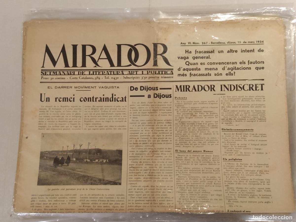 Coleccionismo de revistas y peri&oacute;dicos: MIRADOR - ANY 1934 NUMERO 267 - REPUBLICA - SETMANARI DE LITERATURA ART I POLITICA
