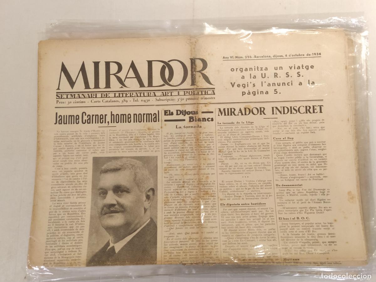 Coleccionismo de revistas y peri&oacute;dicos: MIRADOR - ANY 1934 NUMERO 296 - REPUBLICA - SETMANARI DE LITERATURA ART I POLITICA