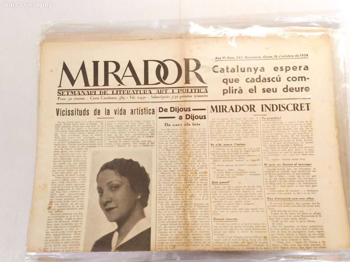 Coleccionismo de revistas y peri&oacute;dicos: MIRADOR - ANY 1934 NUMERO 297 - REPUBLICA - SETMANARI DE LITERATURA ART I POLITICA