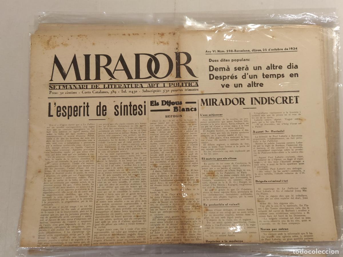 Coleccionismo de revistas y peri&oacute;dicos: MIRADOR - ANY 1934 NUMERO 298 - REPUBLICA - SETMANARI DE LITERATURA ART I POLITICA