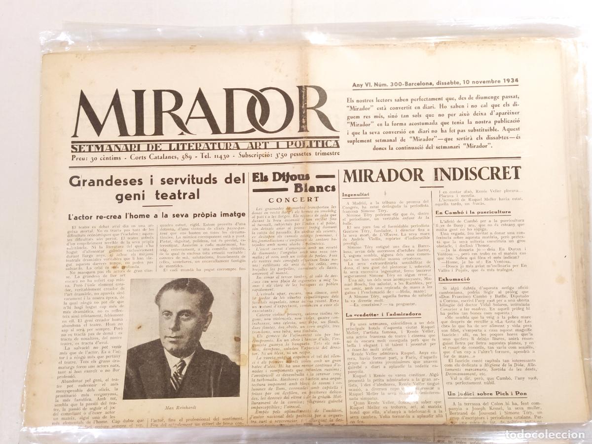 Coleccionismo de revistas y peri&oacute;dicos: MIRADOR - ANY 1934 NUMERO 300 - REPUBLICA - SETMANARI DE LITERATURA ART I POLITICA