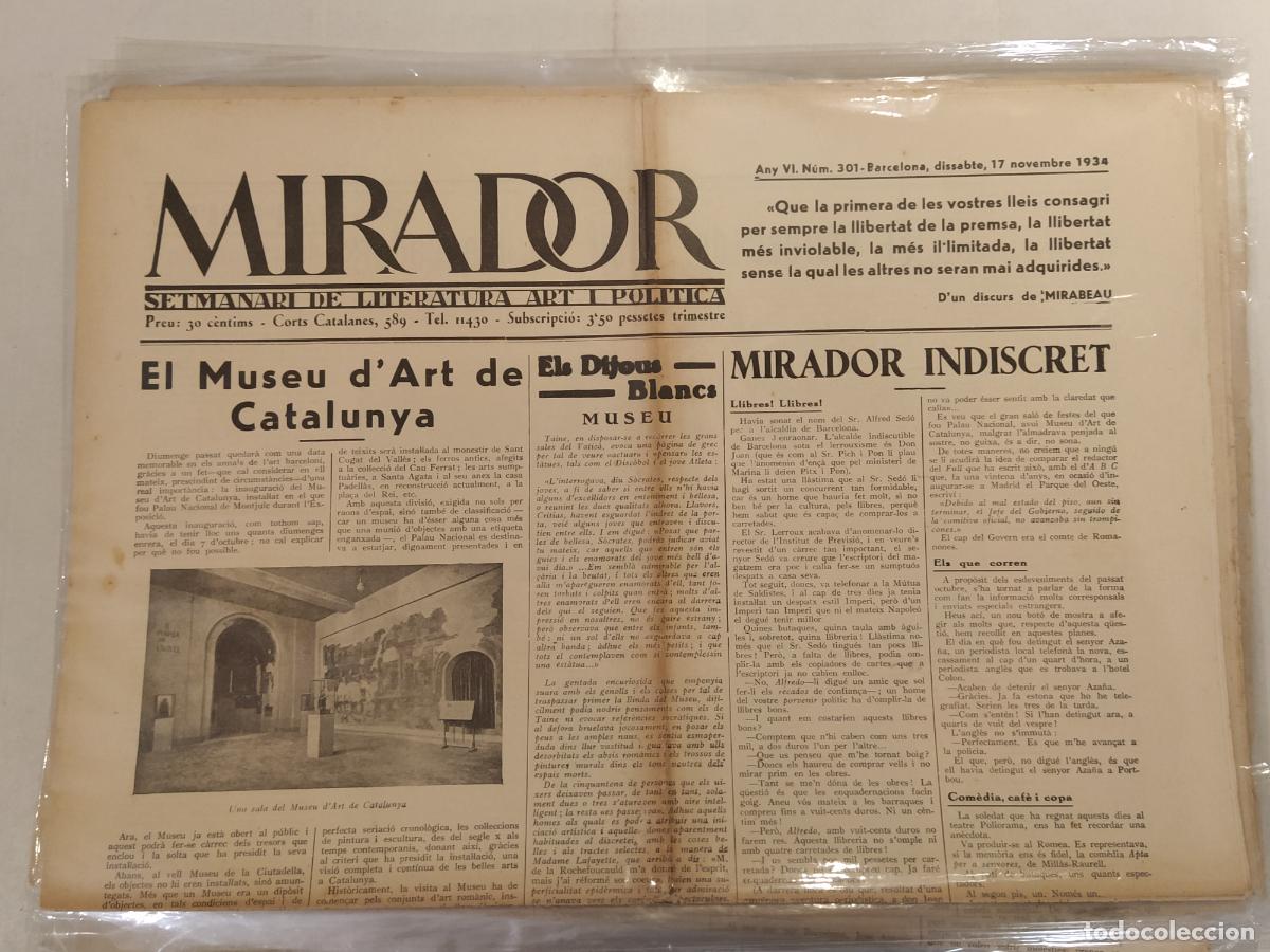 Coleccionismo de revistas y peri&oacute;dicos: MIRADOR - ANY 1934 NUMERO 301 - REPUBLICA - SETMANARI DE LITERATURA ART I POLITICA