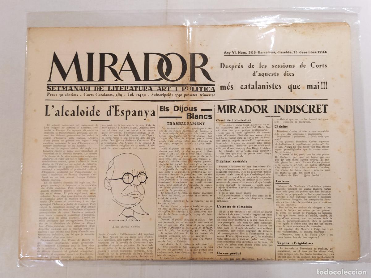 Coleccionismo de revistas y peri&oacute;dicos: MIRADOR - ANY 1934 NUMERO 305 - REPUBLICA - SETMANARI DE LITERATURA ART I POLITICA