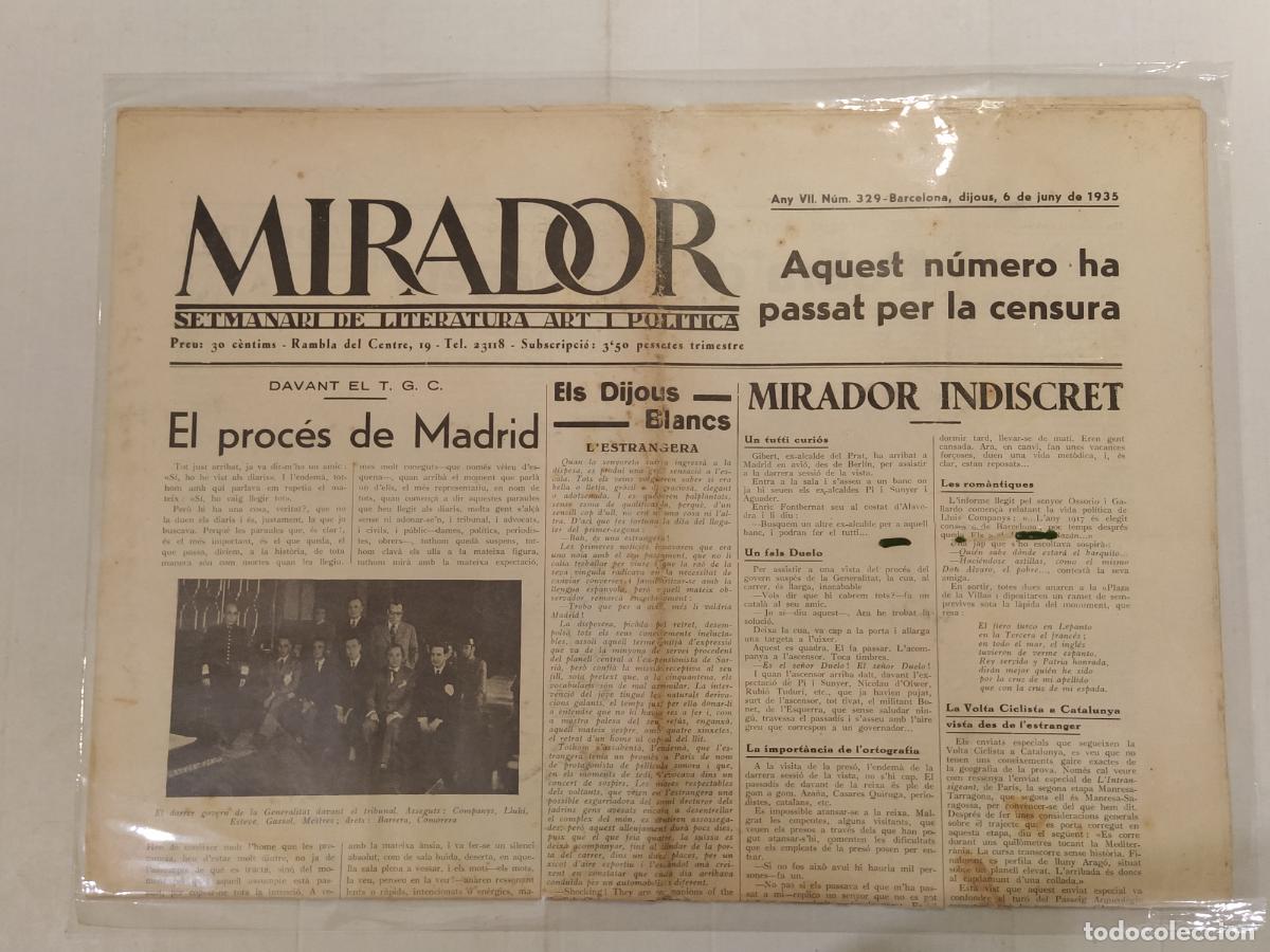 Coleccionismo de revistas y peri&oacute;dicos: MIRADOR - ANY 1935 NUMERO 329 - REPUBLICA - SETMANARI DE LITERATURA ART I POLITICA