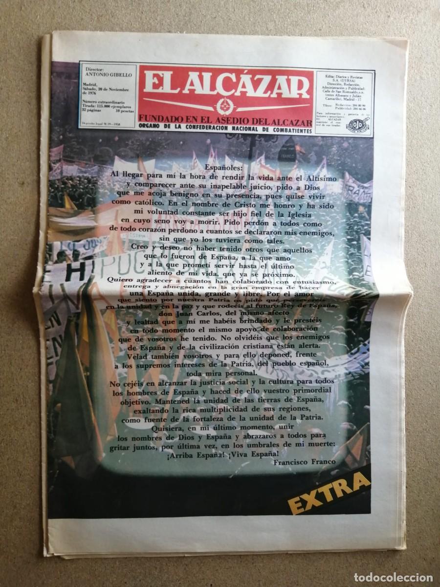 Coleccionismo de revistas y peri&oacute;dicos: EL ALCAZAR (20 NOVIEMBRE 1976) EXTRA CONMEMORACION 20 N CON TESTAMENTO DE JOSE ANTONIO
