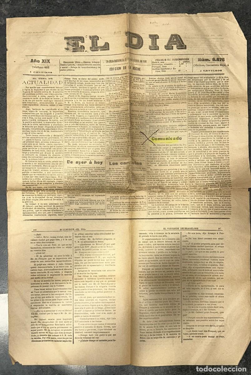 Coleccionismo de revistas y peri&oacute;dicos: PERIODICO ANTIGUO EL DIA 21 DICIEMBRE 1898