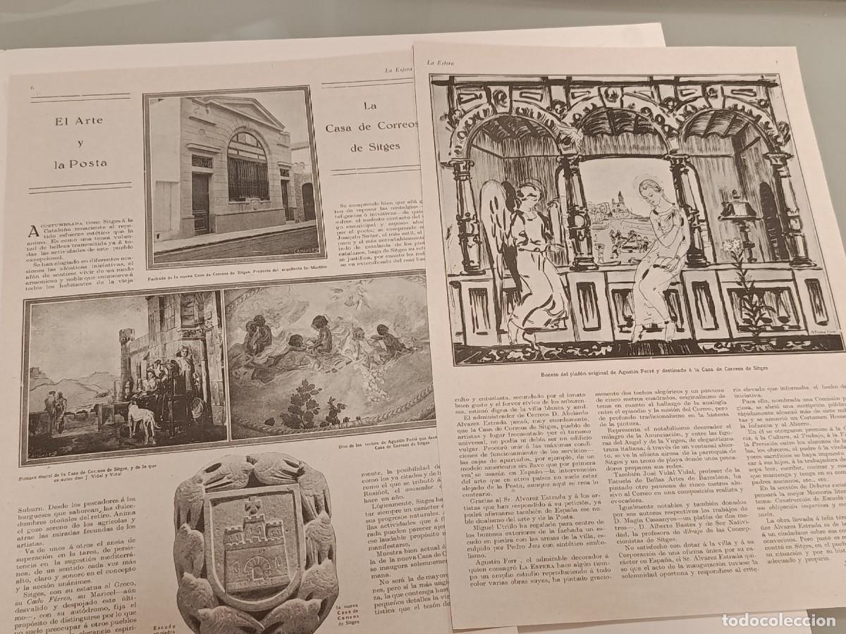 Coleccionismo de revistas y peri&oacute;dicos: Lote 2 Hojas Revista La Esfera. El Arte y la Posta: La Casa de Correos de Sitges. Arquitectura y Pin