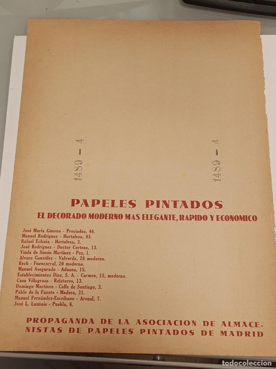 Coleccionismo de revistas y peri&oacute;dicos: Antigua Hoja Publicitaria Papeles Pintados Madrid. Comercios Antiguos Preciados Hortaleza Fuencarral