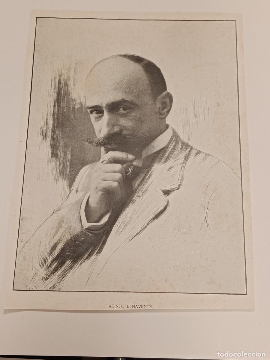 Sammeln von Zeitschriften und Zeitungen: Retrato Antiguo Revista 1920s - Jacinto Benavente Premio Nobel Literatura Teatro Grabado Lamina