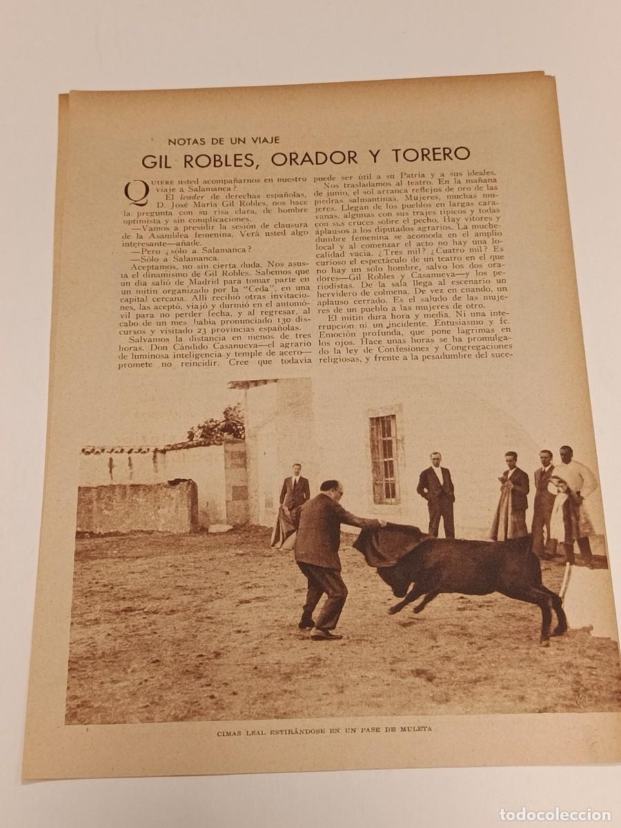 Collection Magazines and Newspapers: Art&iacute;culo Completo Blanco y Negro. Gil Robles, Orador y Torero. Tienta en Salamanca. C&aacute;ndido Casanuev