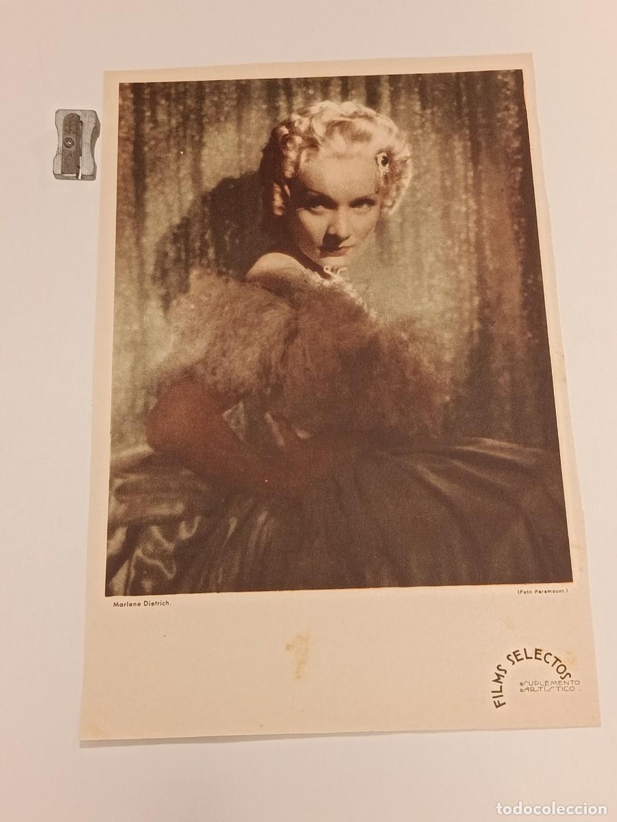 Coleccionismo de revistas y peri&oacute;dicos: Lamina Antigua Films Selectos Suplemento Artistico - Marlene Dietrich Paramount Cine Hollywood 1930s