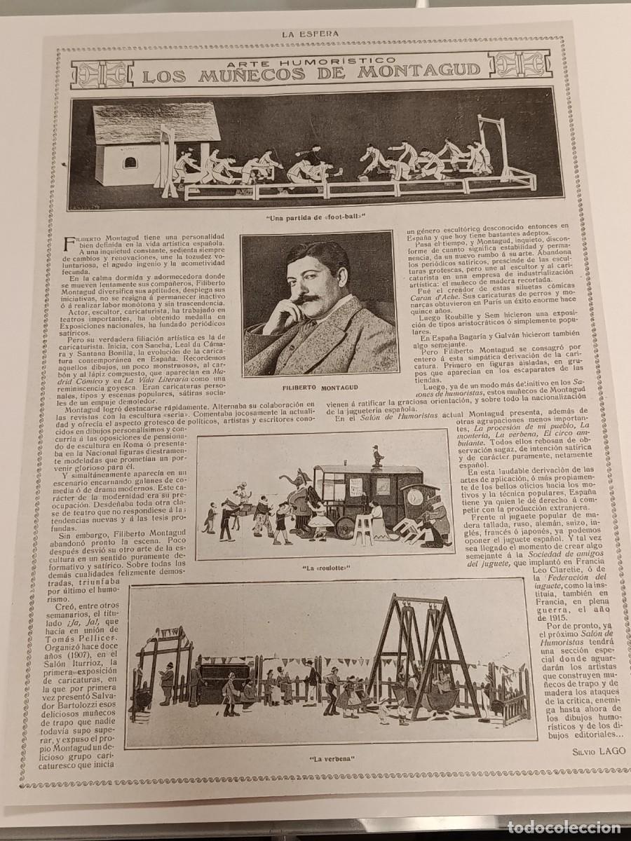 Coleccionismo de revistas y peri&oacute;dicos: Hoja Revista La Esfera. Arte Humor&iacute;stico: Los Mu&ntilde;ecos de Madera de Filiberto Montagud. C. 1919