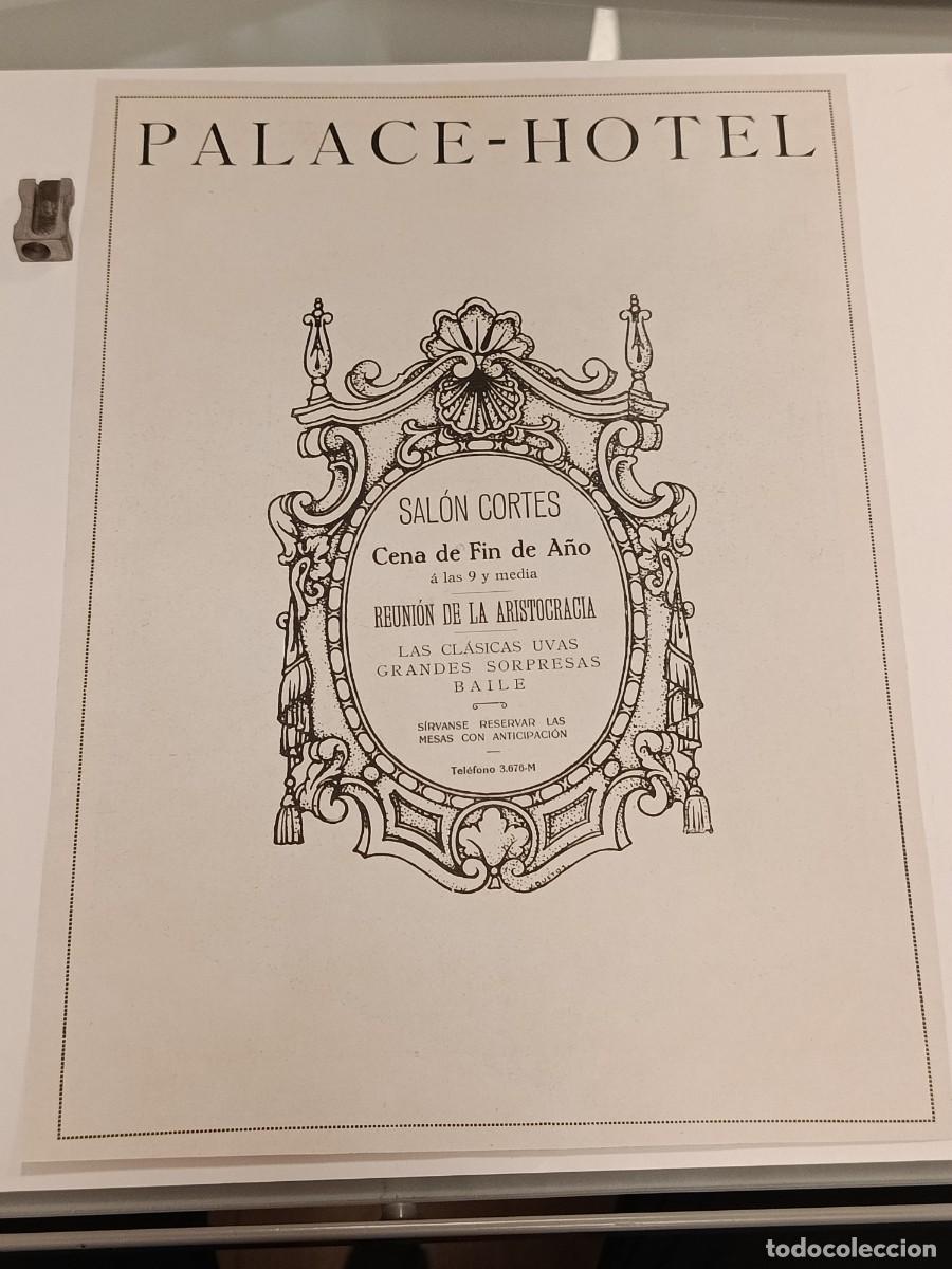 Coleccionismo de revistas y peri&oacute;dicos: Publicidad Antigua Palace Hotel Madrid Salon Cortes Cena Fin de A&ntilde;o Aristocracia Cartel Lamina 1920