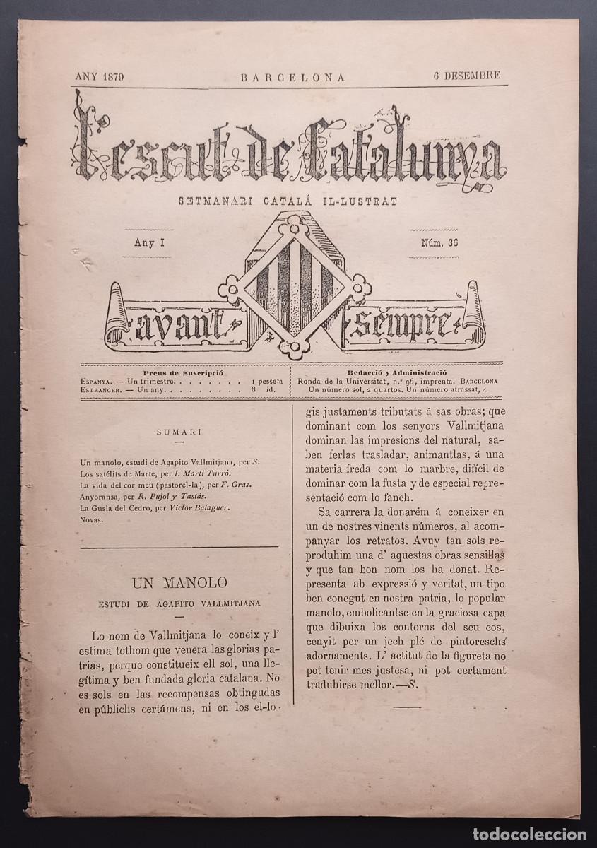 Collection Magazines and Newspapers: L'ESCUT DE CATALUNYA SETMANARI CATAL&Aacute; I&middot;LUSTRAT - ANY I N&ordm; 36 - 6 DESEMBRE 1879
