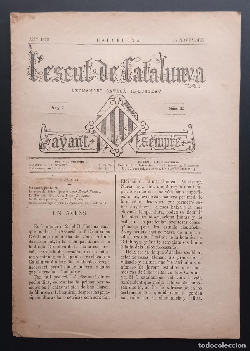 Collection Magazines and Newspapers: L'ESCUT DE CATALUNYA SETMANARI CATAL&Aacute; I&middot;LUSTRAT - ANY I N&ordm; 33 - 15 NOVEMBRE 1879