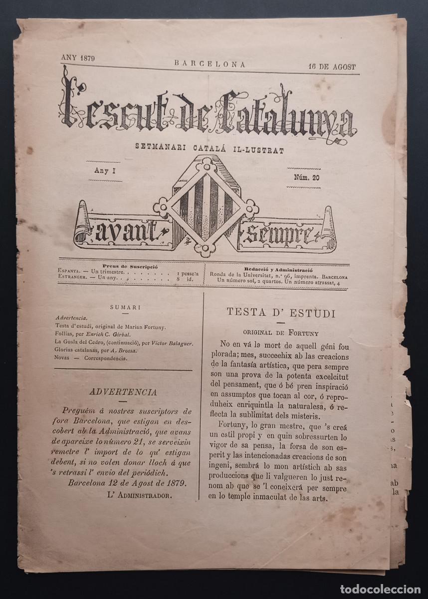 Collection Magazines and Newspapers: L'ESCUT DE CATALUNYA SETMANARI CATAL&Aacute; I&middot;LUSTRAT - ANY I N&ordm; 20 - 16 AGOSTO 1879