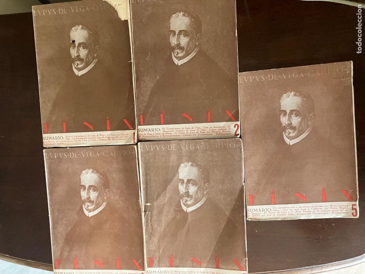 Coleccionismo de revistas y peri&oacute;dicos: F&Eacute;NIX, REVISTA DEL TRICENTENARIO DE LOPE DE VEGA, CINCO PRIMEROS TOMOS