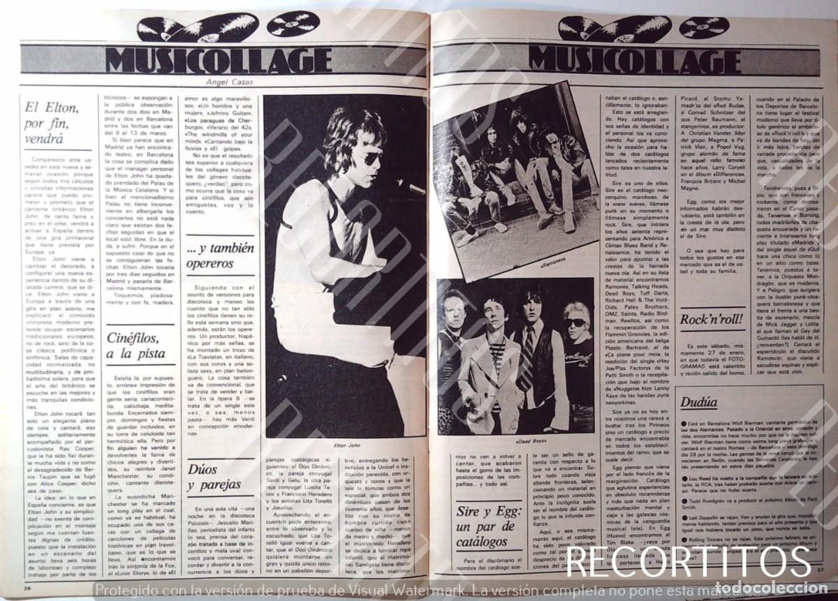 Coleccionismo de revistas y peri&oacute;dicos: THE RAMONES ELTON JOHN DEAD BOYS
