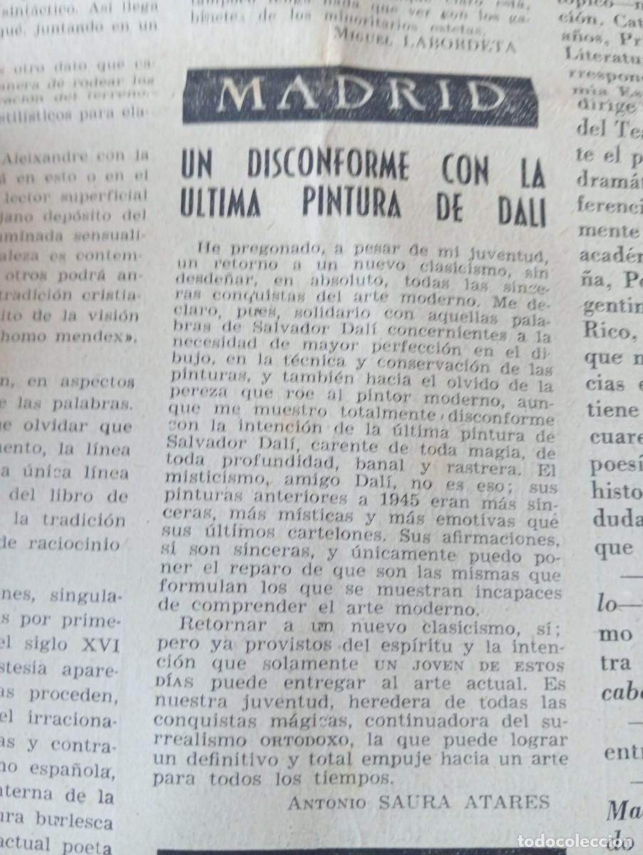Coleccionismo de revistas y peri&oacute;dicos: REVISTA ENTERA A&Ntilde;O 1951 CRITICAS A LA PINTURA DE SALVADOR DALI LUIS FELIPE VIVANCO LLORENS ARTIGAS