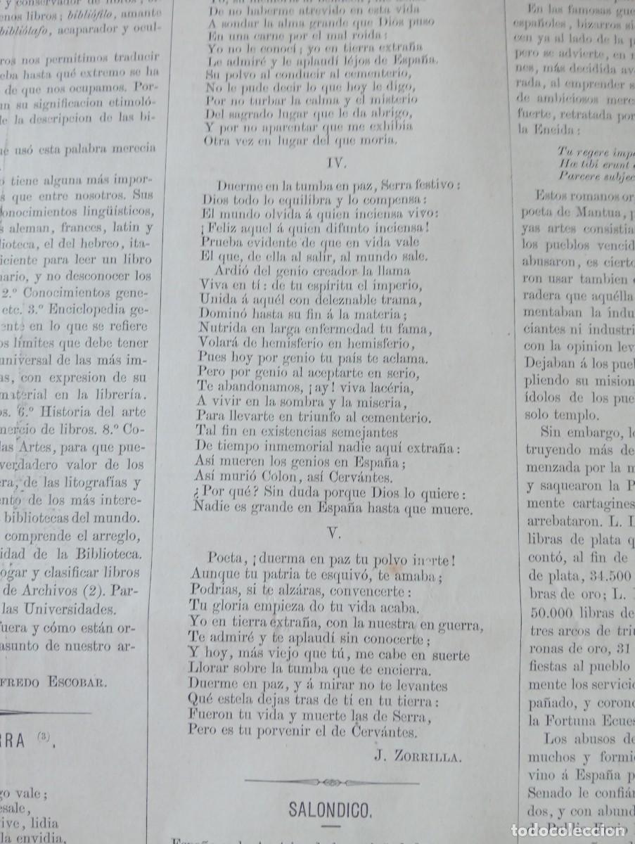 Coleccionismo de revistas y peri&oacute;dicos: REVISTA ENTERA A&Ntilde;O 1878 JOSE ZORRILLA HOSPITAL DEL NI&Ntilde;O JESUS DE MADRID MAQUINA DE VAPOR VERTICAL
