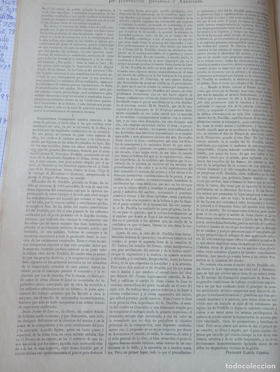 Collezionismo di Riviste e Giornali: REVISTA ENTERA A&Ntilde;O 1878 TREN FERROCARRIL GERONA A FRANCIA CRITICA AL PINTOR FRANCISCO PRADILLA