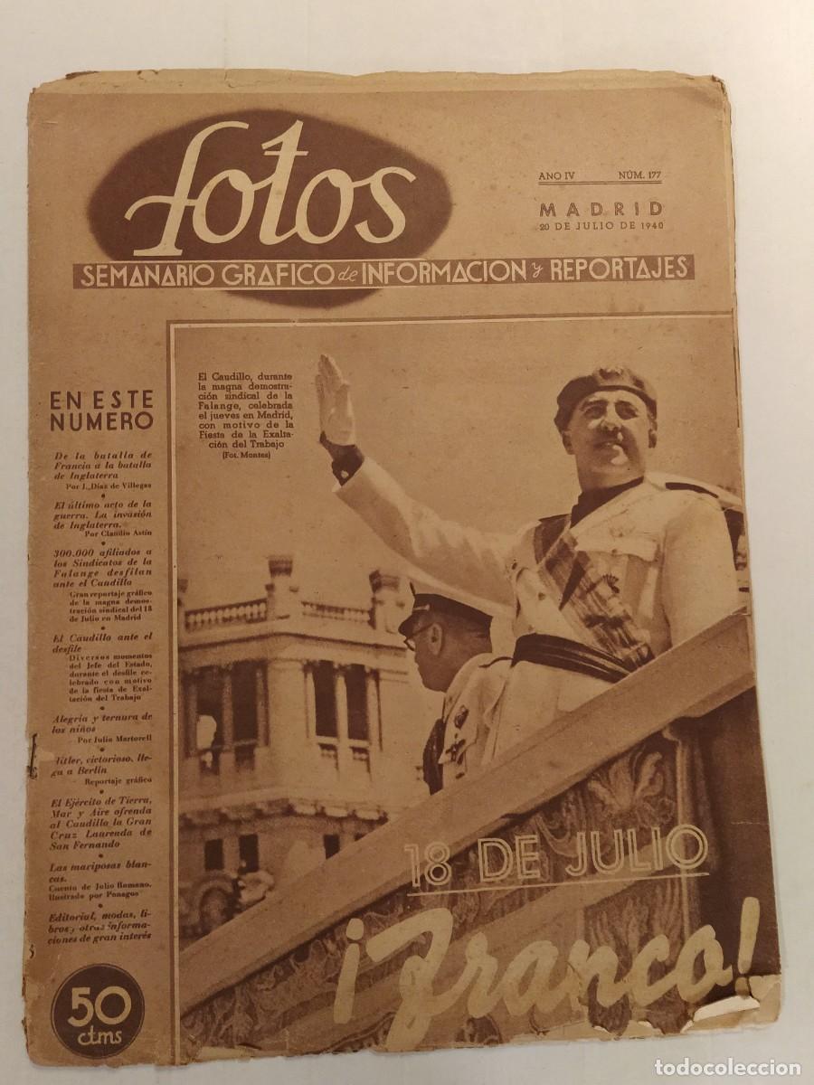 Coleccionismo de revistas y peri&oacute;dicos: FOTOS-A&Ntilde;O 1940-FRANCO FALANGE FIESTA EXALTACION DEL TRABAJO MADRID-NAZI HITLER BERLIN ETC