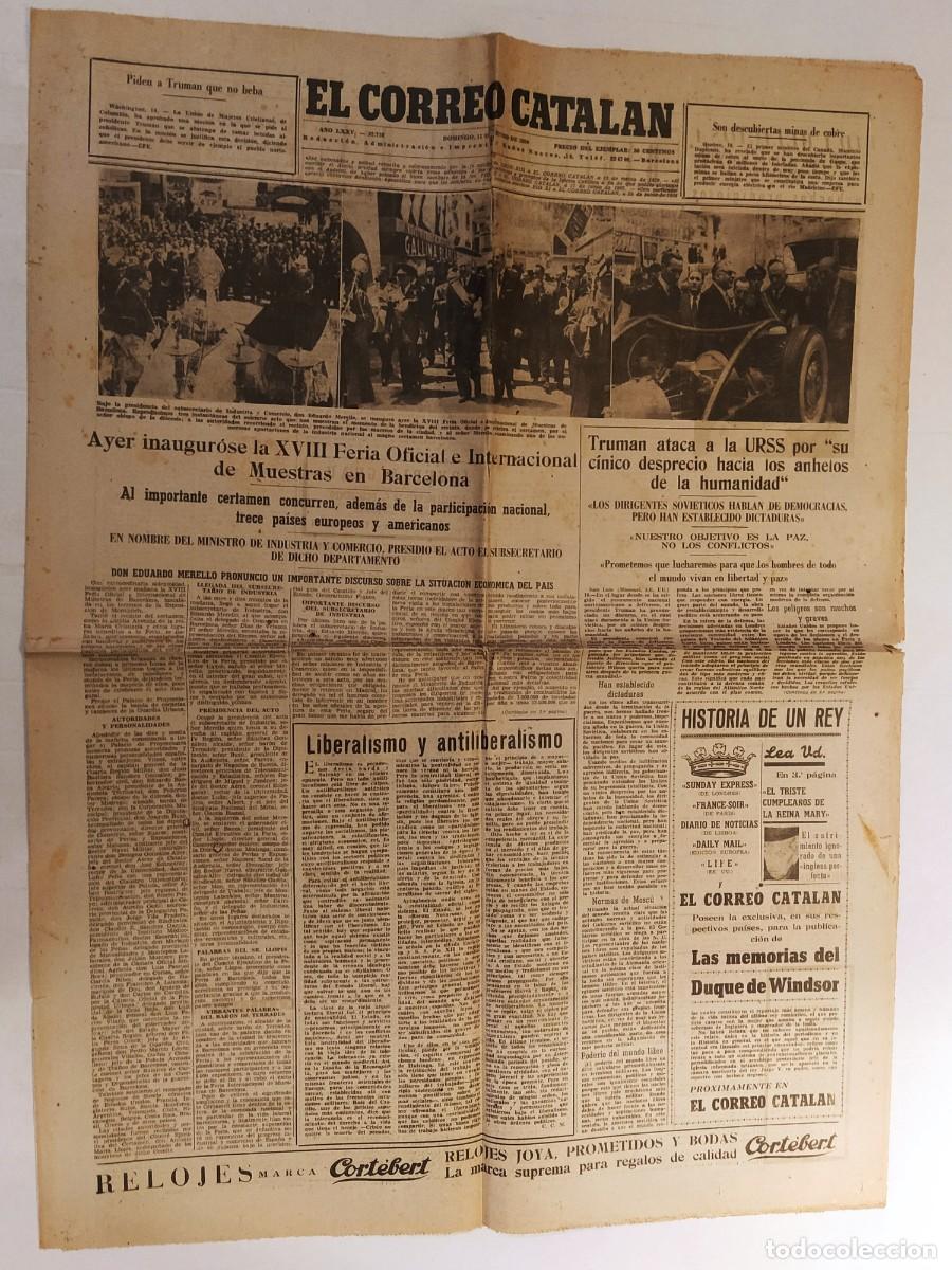 Coleccionismo de revistas y peri&oacute;dicos: EL CORREO CATALAN-A&Ntilde;O 1950-FERIA OFICIAL INTERNACIONAL DE MUESTRAS BARCELONA-TRUMAN ATACA URSS ETC