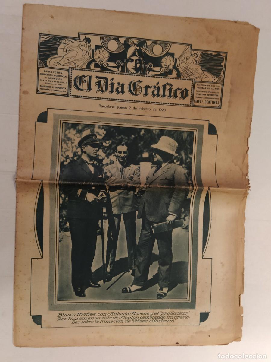 Coleccionismo de revistas y peri&oacute;dicos: EL DIA GRAFICO - 2 DE FEBRERO A&Ntilde;O 1928 - BLASCO IBA&Ntilde;EZ MUERTE - EL INDIO - CHAPLIN - CINE CHIQUILIN