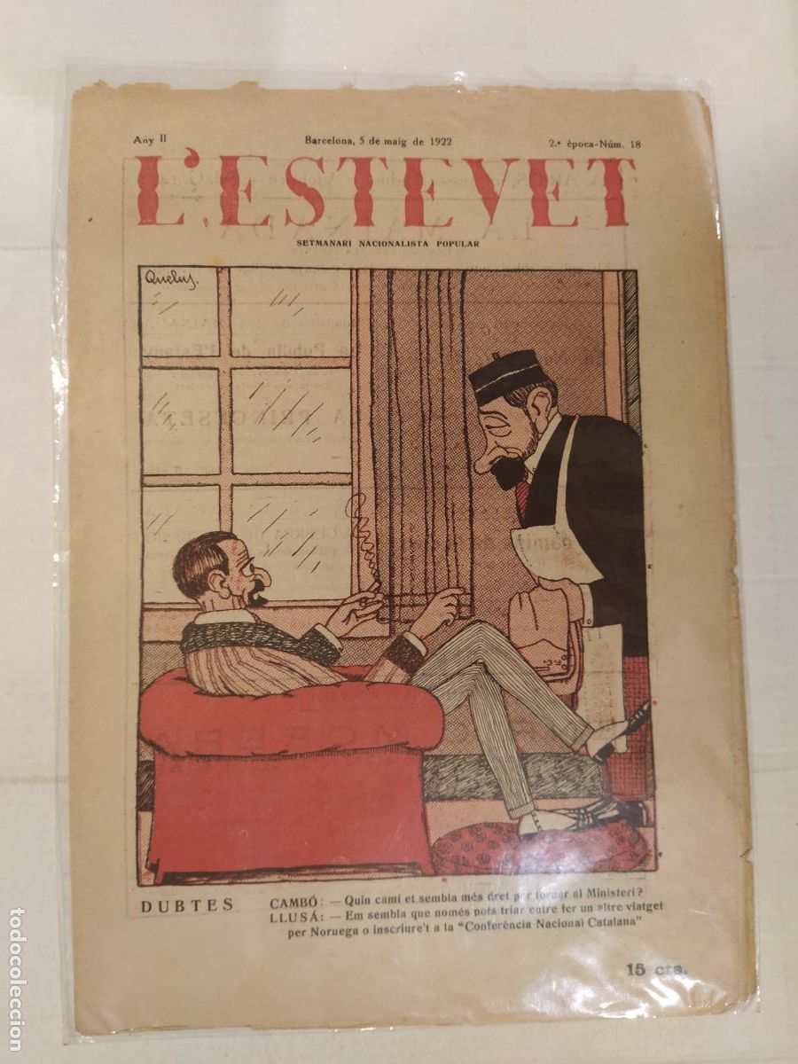 Coleccionismo de revistas y peri&oacute;dicos: L'ESTEVET - 2&ordf; EPOCA NUMERO 18 ANY 1922 - SETMANARI NACIONALISTA POPULAR - REVISTA ANTIGA CATALANA