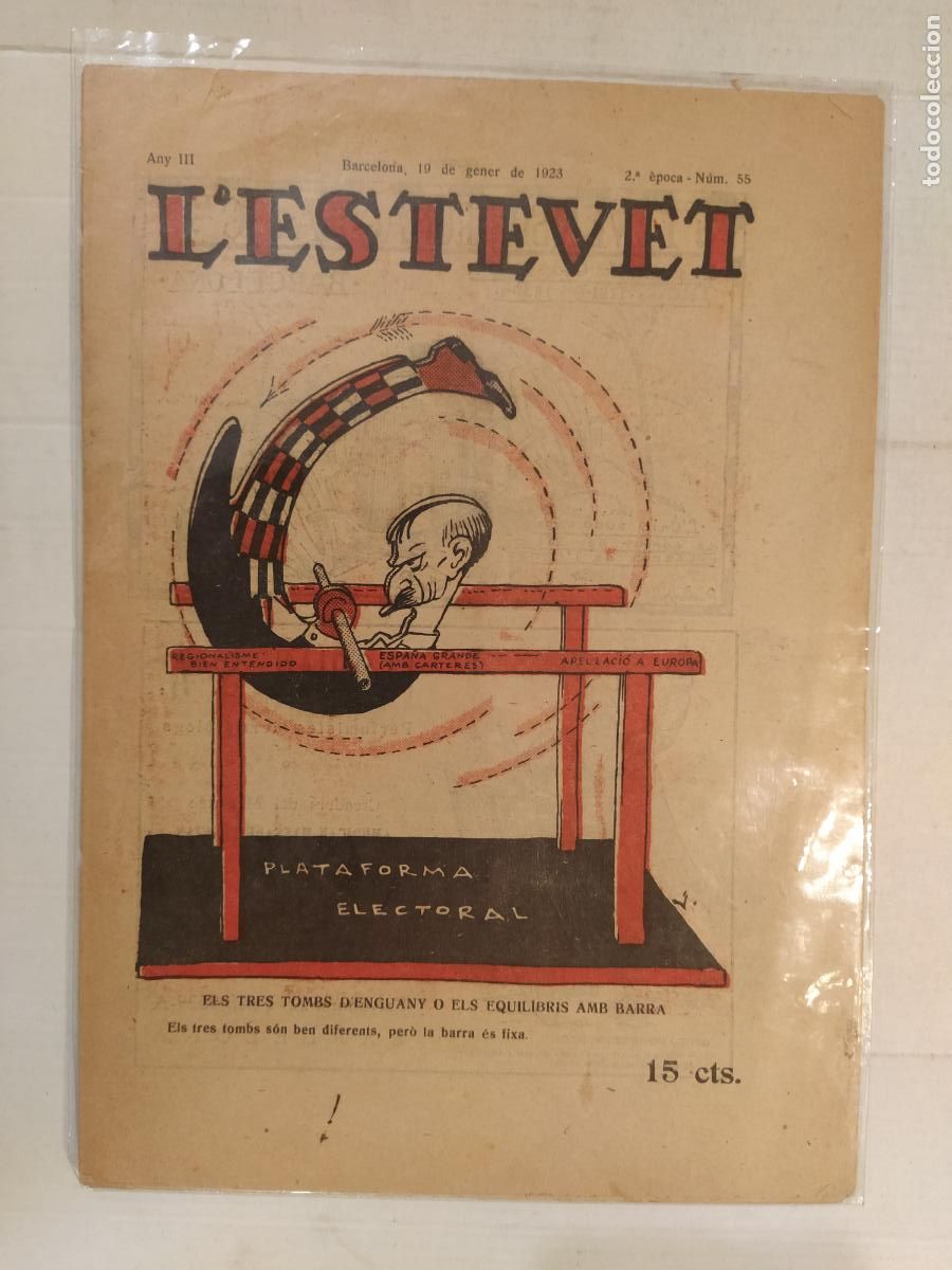 Coleccionismo de revistas y peri&oacute;dicos: L'ESTEVET - 2&ordf; EPOCA NUMERO 55 ANY 1923 - SETMANARI NACIONALISTA POPULAR - REVISTA ANTIGA CATALANA