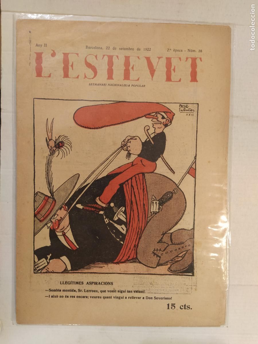 Coleccionismo de revistas y peri&oacute;dicos: L'ESTEVET - 2&ordf; EPOCA NUMERO 38 ANY 1922 - SETMANARI NACIONALISTA POPULAR - REVISTA ANTIGA CATALANA