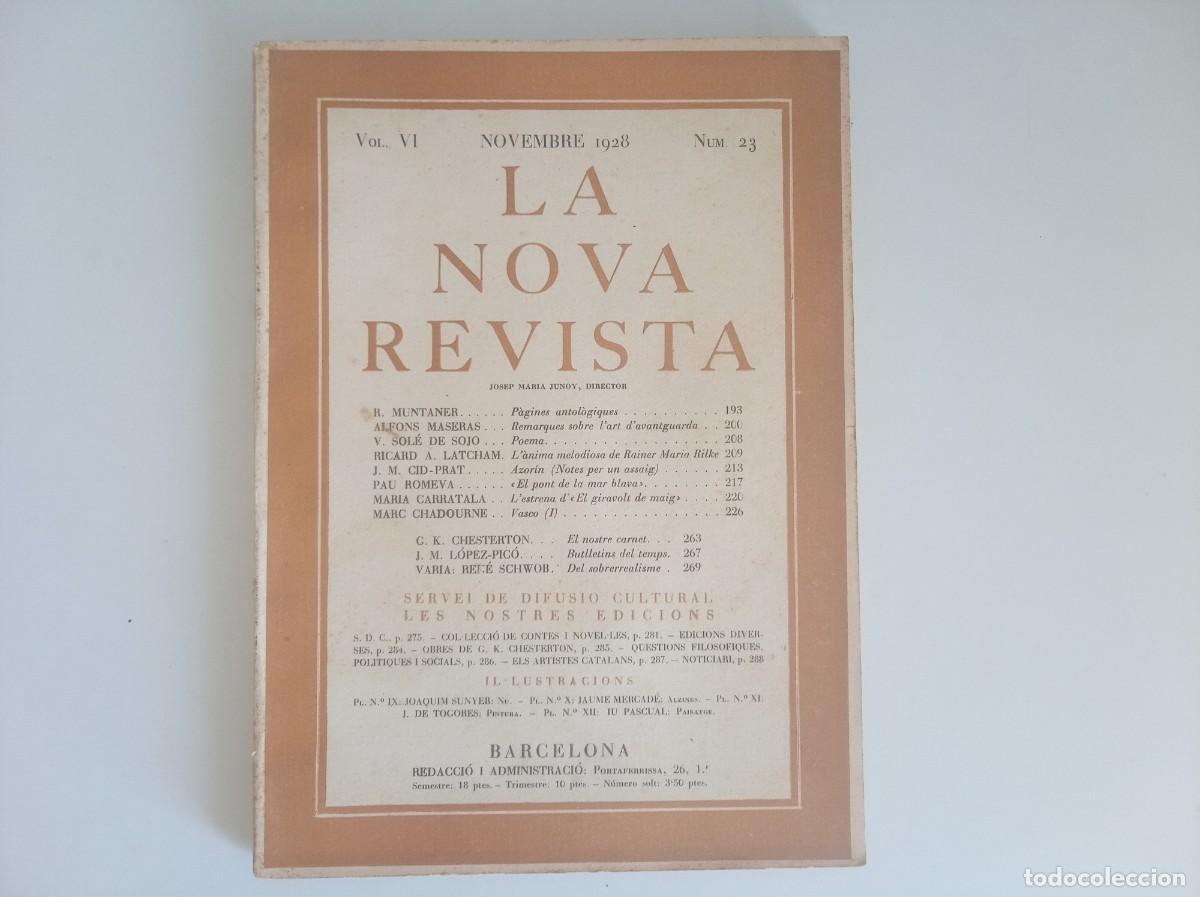 Coleccionismo de revistas y peri&oacute;dicos: LA NOVA REVISTA.NOVEMBRE 1928. N&Uacute;M. 23. FOLI. MOLT IL.LUSTRAT.RAMON MUNTANER, ALFONS MASERAS...