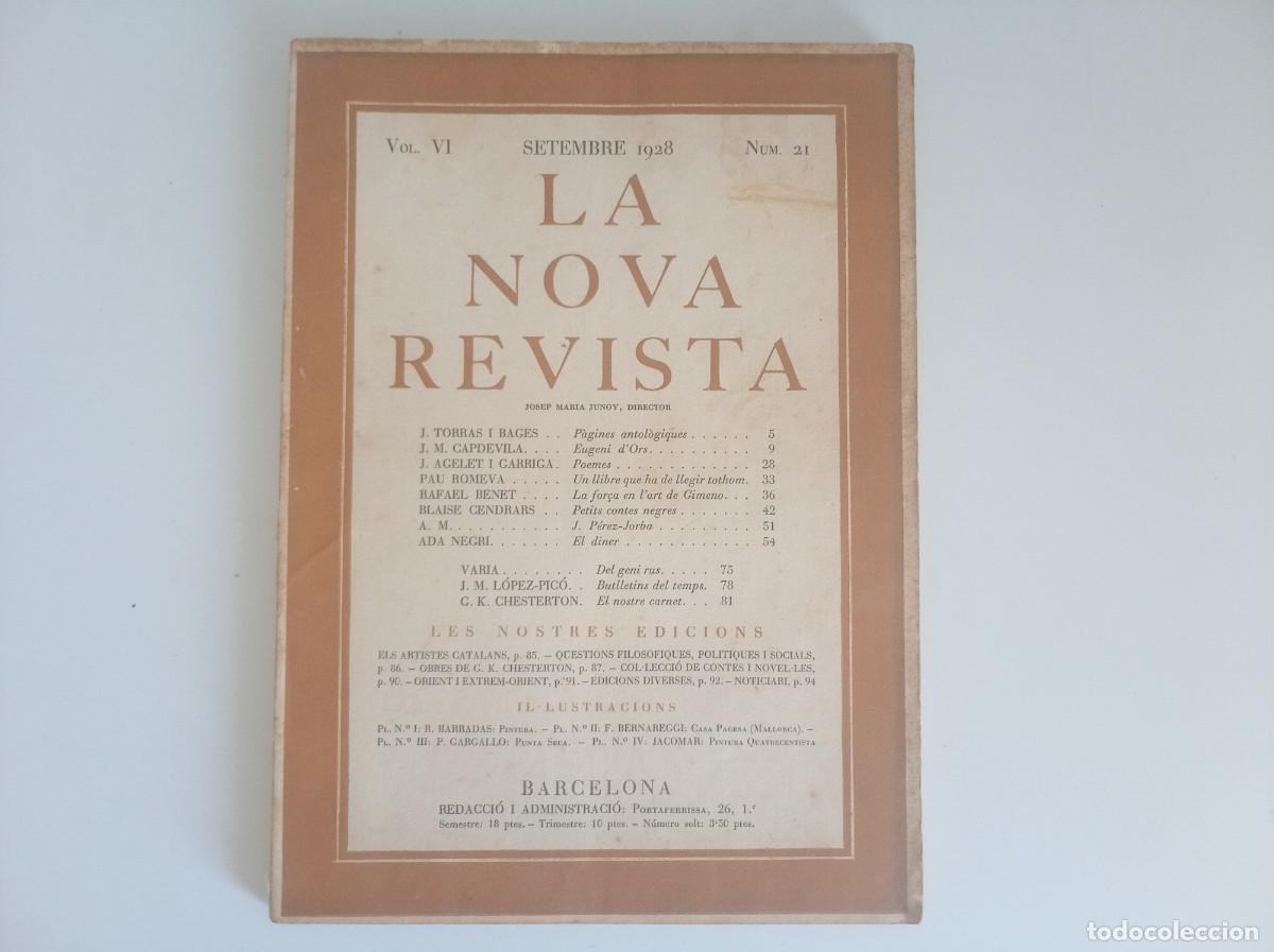 Coleccionismo de revistas y peri&oacute;dicos: LA NOVA REVISTA. SETEMBRE 1928. N&Uacute;M. 21. FOLI. MOLT IL.LUSTRAT. TORRAS I BAGES, CAPDEVILA...