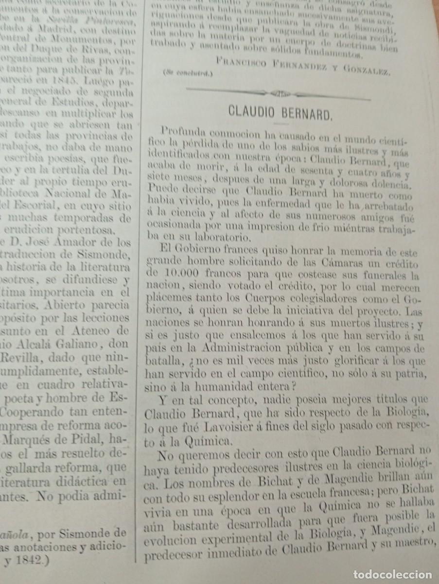 Coleccionismo de revistas y peri&oacute;dicos: REVISTA ENTERA A&Ntilde;O 1878 LA GUARDIA SANTA TECLA GALICIA JOSE AMADOR DE LSO RIOS BIOLOGO C. BERNARD
