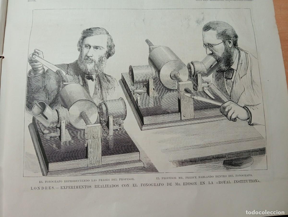 Coleccionismo de revistas y peri&oacute;dicos: REVISTA ENTERA A&Ntilde;O 1878 EXPERIMENTOS EN LONDRES CON EL FONOGRAFO DE EDISON