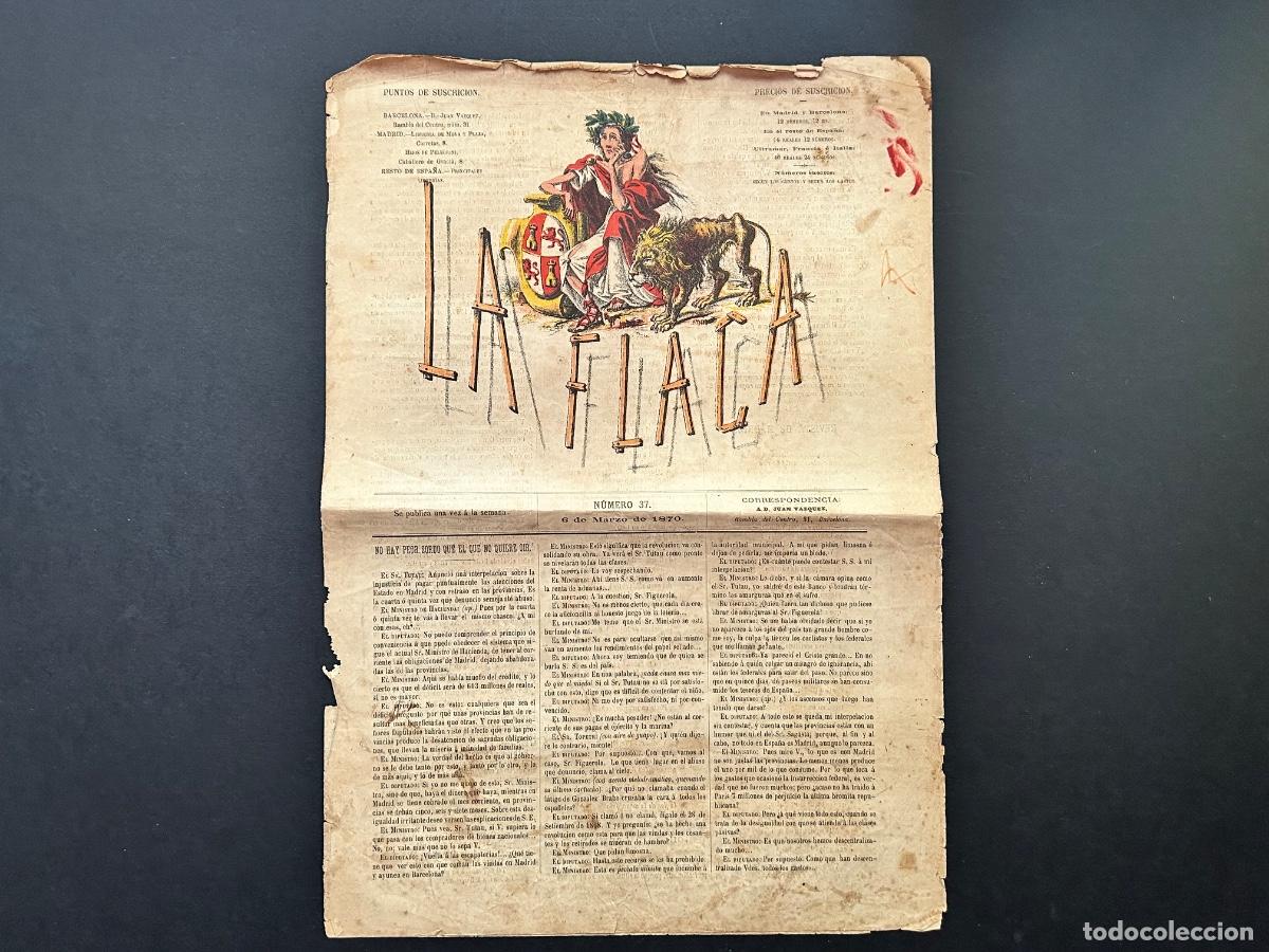 Colecionismo de Revistas e Jornais: LA FLACA - NUMERO 37 A&Ntilde;O 1870 - REVISTA ANTIGUA ORIGINAL ILUSTRADA