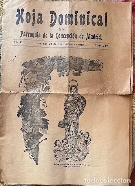Coleccionismo de revistas y peri&oacute;dicos: HOJA DOMINICAL DE LA PARROQUIA DE LA CONCEPCION DE MADRID 1912