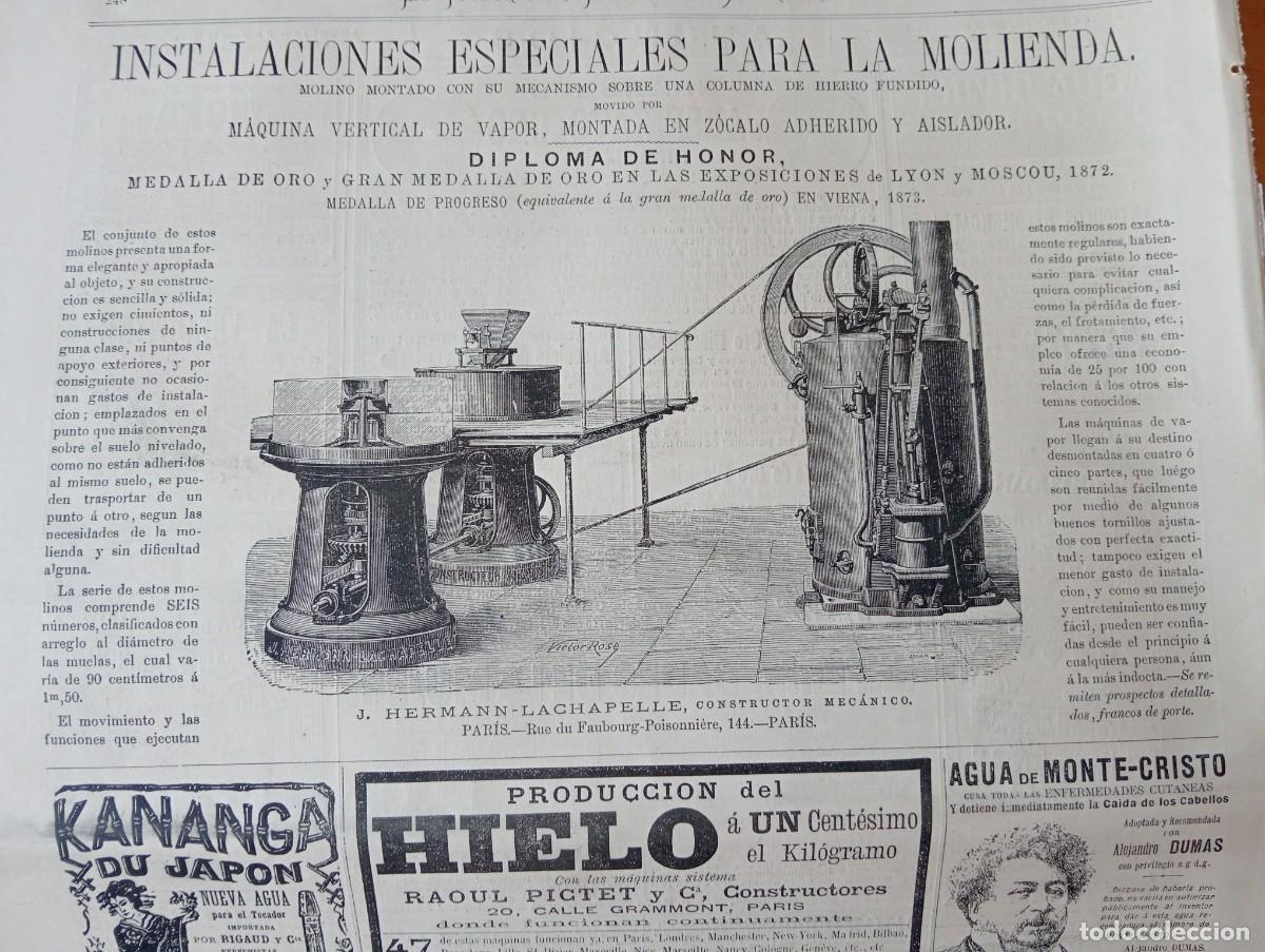 Coleccionismo de revistas y peri&oacute;dicos: REVISTA ENTERA A&Ntilde;O 1878 MAQUINA DE VAPOR MOLINO HIERRO FUNDIDO HERMANN LA CHAPELLE