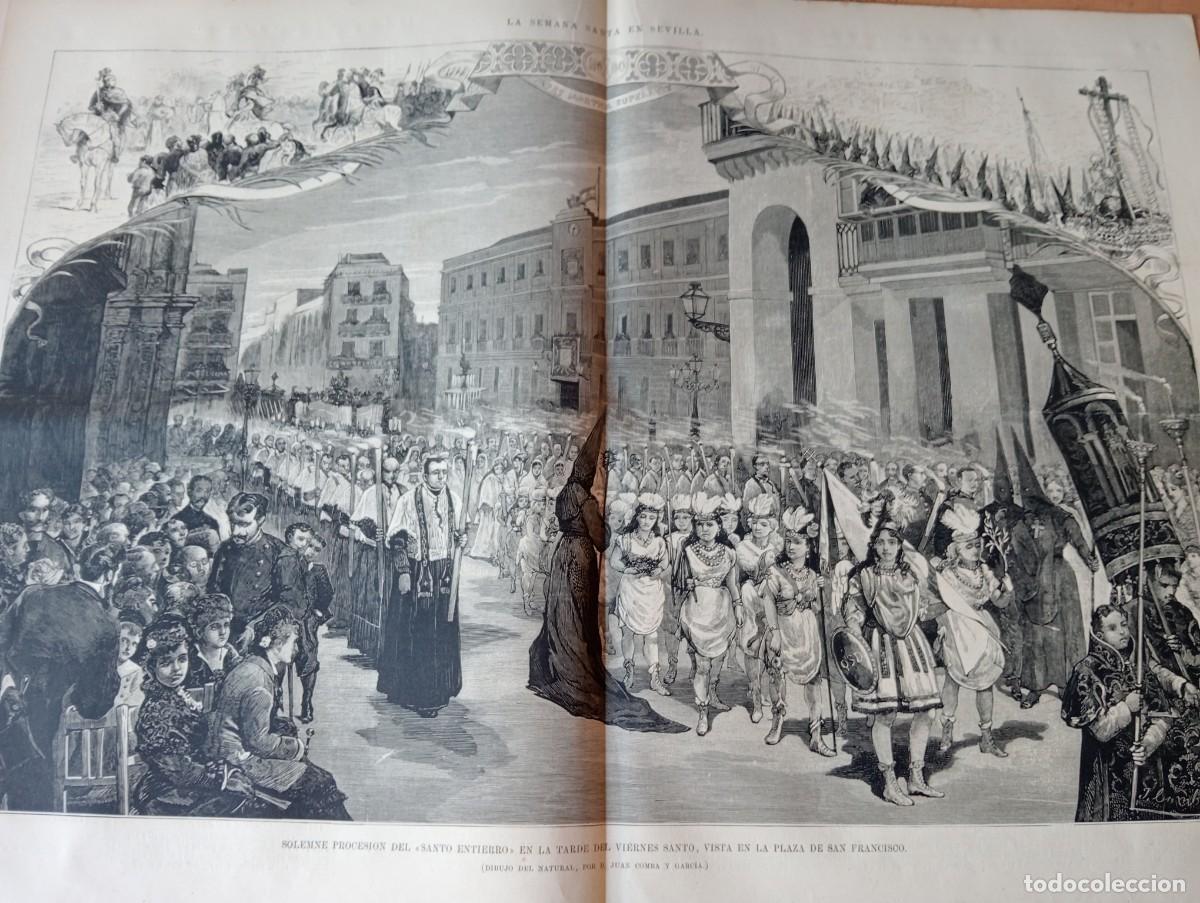 Coleccionismo de revistas y peri&oacute;dicos: REVISTA ENTERA A&Ntilde;O 1878 SEMANA SANTA EN SEVILLA PROCESION DEL SANTO ENTIERRO PLAZA SAN FRANCISCO