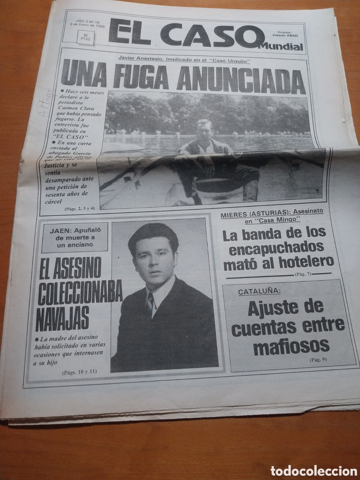 Coleccionismo de revistas y peri&oacute;dicos: EL CASO 1988 JAVIER ANASTASIO FUGA ANUNCIADA. MANSON Y SU FAMILIA .MIERES .SANTO TOME JAEN