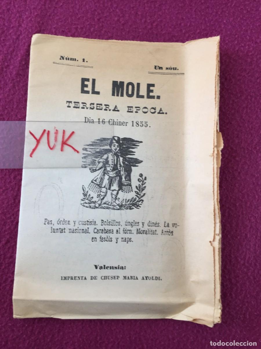 Coleccionismo de revistas y peri&oacute;dicos: ANTIGUA REVISTA EL MOLE TERSERA EPOCA NUMERO N&ordm;1 --- 16 CHINER DE 1855 --- REVISTA VALENCIANA