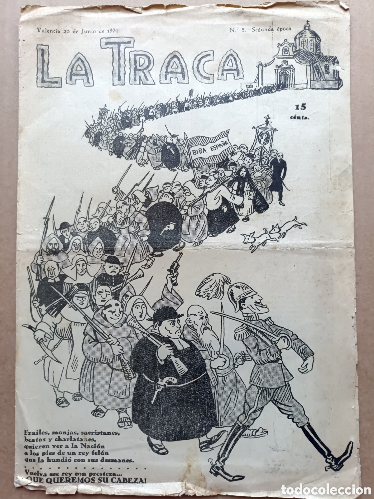 Coleccionismo de revistas y peri&oacute;dicos: Revista La Traca n&ordm; 8 Valencia 20 de junio de 1931 Pre Guerra Civil Segunda Rep&uacute;blica Espa&ntilde;ola