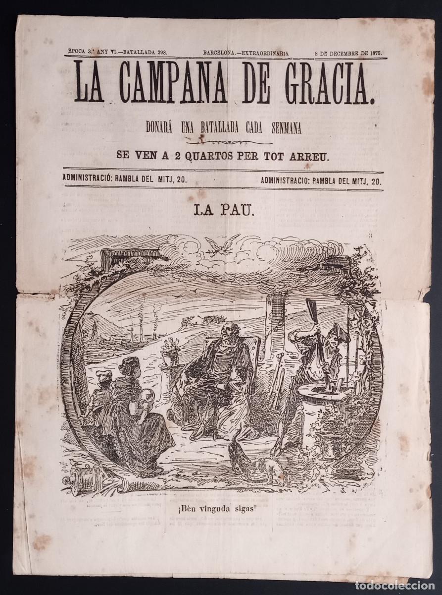 Collection Magazines and Newspapers: LA CAMPANA DE GRACIA - &Eacute;POCA 3 ANY VI, BATALLADA 298 - 8 DE DECEMBRE DE 1875