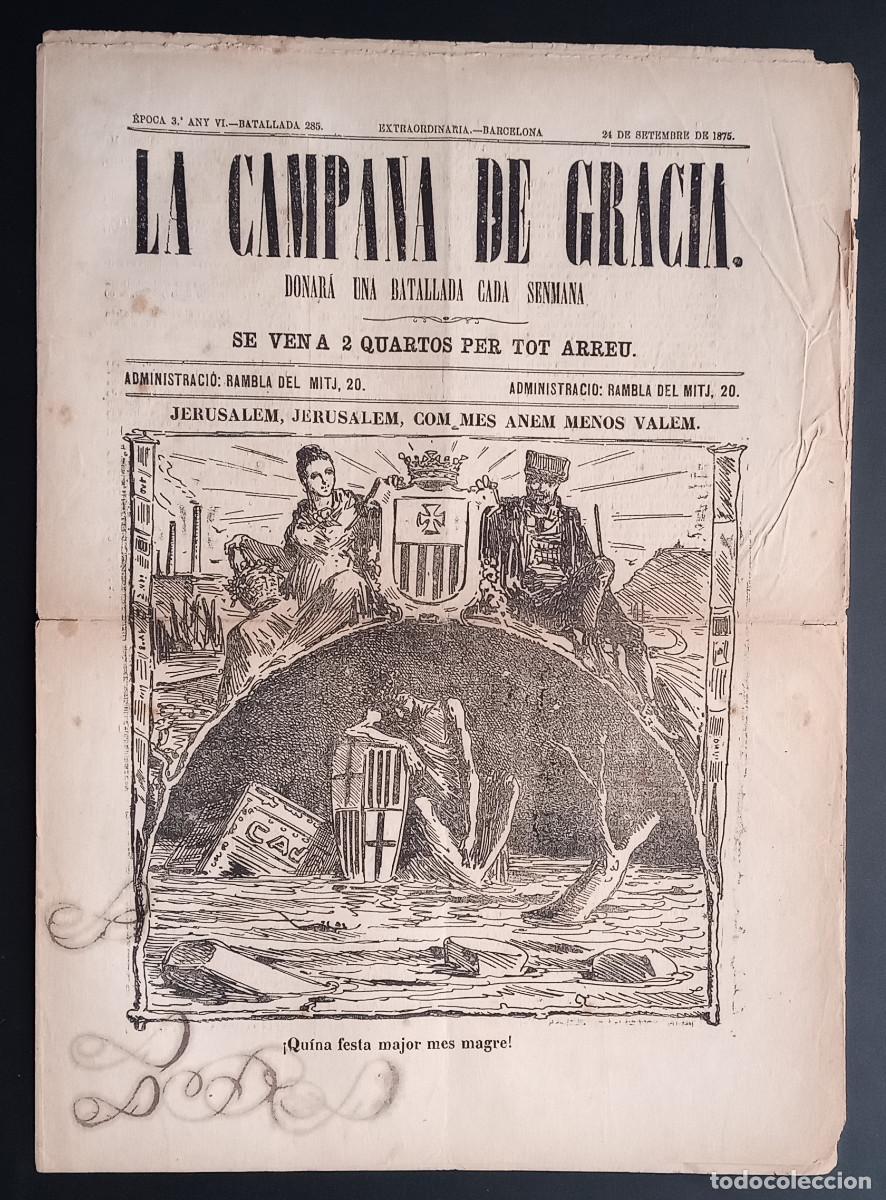Collection Magazines and Newspapers: LA CAMPANA DE GRACIA - &Eacute;POCA 3 ANY VI, BATALLADA 285 - 24 DE SETEMBRE DE 1875