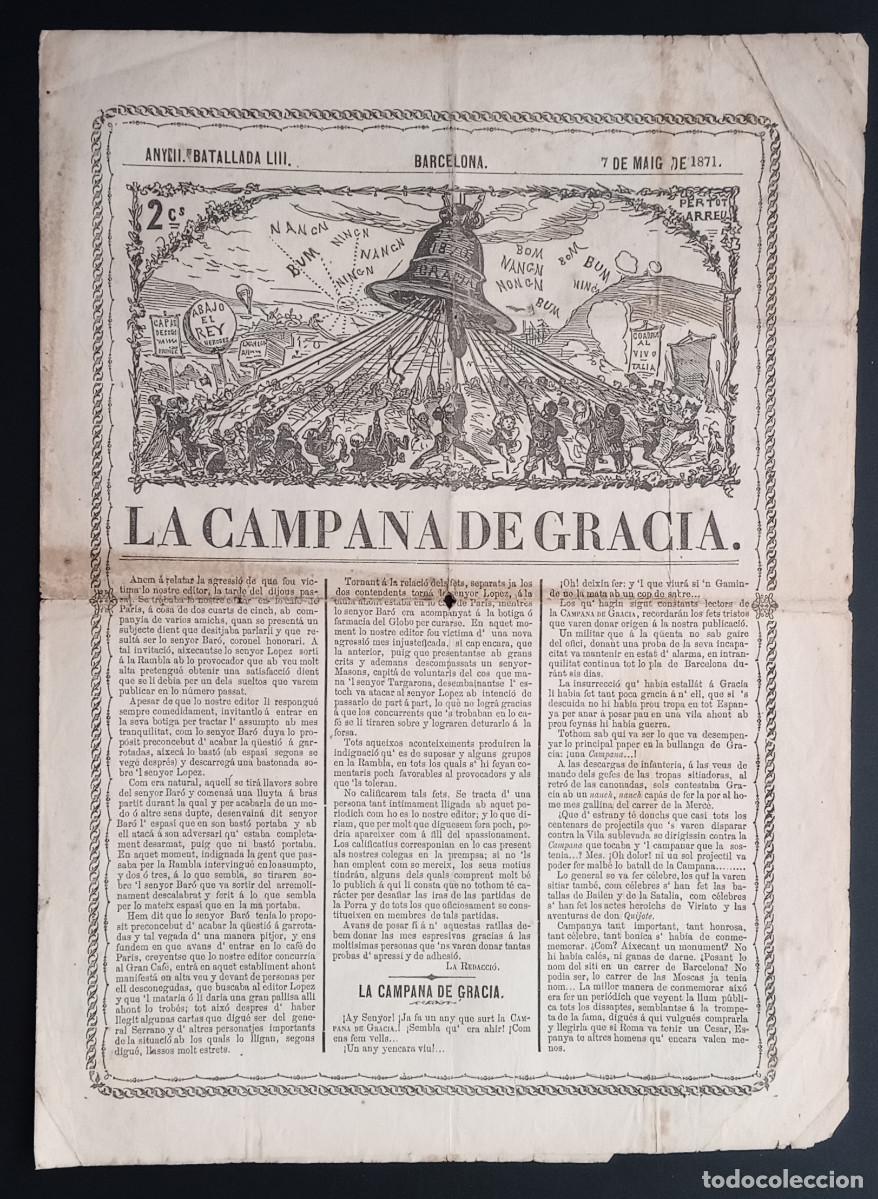 Collection Magazines and Newspapers: LA CAMPANA DE GRACIA - ANY II, BATALLADA LIII - 7 DE MAIG DE 1871