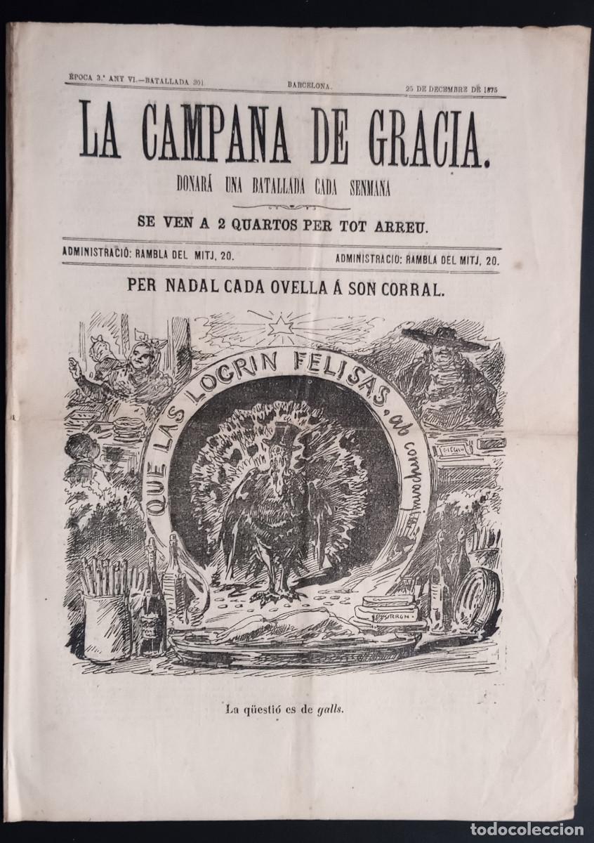Collection Magazines and Newspapers: LA CAMPANA DE GRACIA - &Eacute;POCA 3 ANY VI, BATALLADA 301 - 25 DE DECEMBRE DE 1875